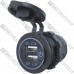 Гнездо USB двойное 5V 2,1A с кнопкой, Daier, синяя подсветка, врезное