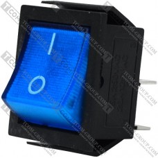 Переключатель широкий с подсветкой IRS-201-1С (ON-OFF) TCOM, 4pin, 15A, 220V, синий