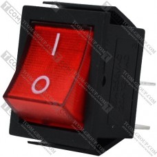 Переключатель широкий с подсветкой IRS-201-1С (ON-OFF) TCOM, 4pin, 15A, 220V, красный