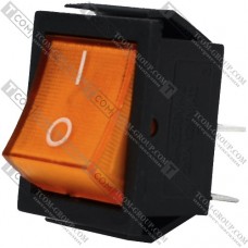 Переключатель широкий с подсветкой IRS-201-1С (ON-OFF) TCOM, 4pin, 15A, 220V, жёлтый
