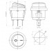 Переключатель Daier KCD1-5-101NW, с подсветкой, влагозащищённый, ON-OFF, 3pin, 6A 250V, красный