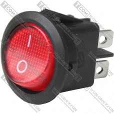 Переключатель Daier KCD1-8-201N, с подсветкой, ON-OFF, 4pin, 6A 250V, красный