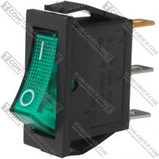 Переключатель Daier KCD3-101N, с подсветкой, ON-OFF, 3pin, 15A 250V, зелёный