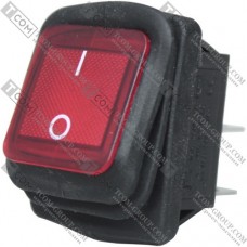 Переключатель Daier KCD2-201NW RD, с подсветкой, влагозащищённый, ON-OFF, 4pin, 15A 250VAC, красный