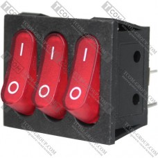 Переключатель Daier KCD2-3101, тройной, ON-OFF, 6pin, 15A 250V, красный