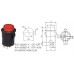 Кнопка Daier R16-503BD-K RD, OFF-(ON), с подсветкой, 4pin, 3A 250V, красная