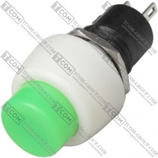 Кнопка Daier DS-451, OFF-(ON), 2pin, 1A 250V, зелёная, белый корпус