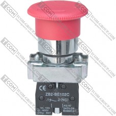 Кнопка "грибок" Daier XB2-BC542, ON-OFF, з фіксацією, 2pin, 3A 250V, червона