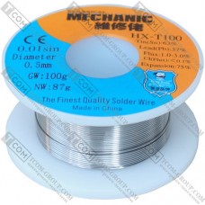 Припой Mechanic HX-T100 (Sn63/Pb37), диам.-0.5мм, 87гр.