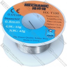 Припой Mechanic HX-T100 (Sn63/Pb37), диам.-0.8мм, 42гр.