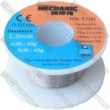 Припой Mechanic HX-T100 (Sn63/Pb37), диам.-1.2мм, 42гр.