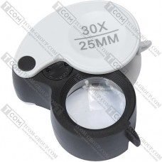 Лупа ювелирная NO.92530 с LED подсветкой, 30X, диам.-25мм