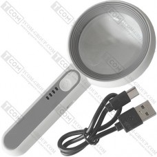 Лупа ручная NO.6516C с подсветкой, 6X диам.-65мм+ 12X диам.-15мм, (3.7V 650mAh)