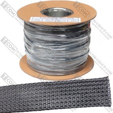 Оплётка кабельная WOER PET-10 (3/0,25*32), 7-18мм, чёрная, 100м