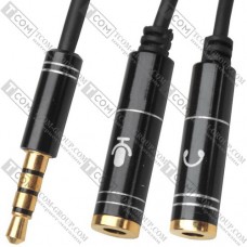 Переходник штекер 3.5 4С - 2 гнезда 3.5 стерео (headset+mic), с кабелем 0.1м