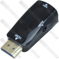 Конвертер HDMI в VGA + аудіо  (штекер HDMI - гніздо VGA + гніздо 3,5мм) + шнур AUX
