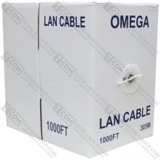 Кабель UTP Omega, Cat.3,  2х2х(0,43мм CCA) диам.-3мм, серый, 305м