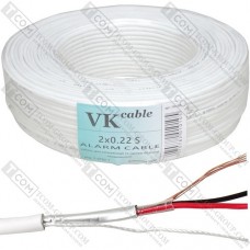 Кабель сигнальный VKcable, 2 жилы, в экране, 7х0.22мм, CCA, белый, 100м