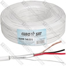 Кабель сигнальный 2x0,22 CU в экране EUROSAT, белый, 100м