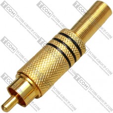 Штекер RCA металл. gold, с пружиной, диам.-6.5мм, чёрный