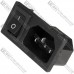 Штекер сетевой 3pin, монтажный, с клавишей, корпус пластик