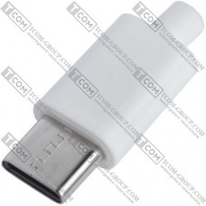 Штекер USB type C, під шнур, пластик, білий