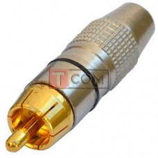 Штекер RCA silver-gold TCOM, Ø6.5мм, корпус металлический, чёрный