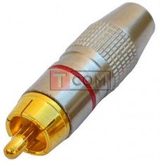 Штекер RCA silver-gold TCOM, Ø6.5мм, корпус металлический, красный