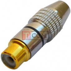 Гнездо RCA silver-gold Ø6.5мм, корпус металлический, чёрный