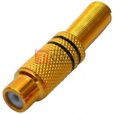 Гнездо RCA TCOM, gold, под шнур, Ø6.5мм, металлическое, чёрное