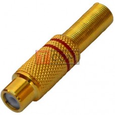 Гніздо RCA TCOM, gold, під шнур, Ø6.5мм, металеве, червоне