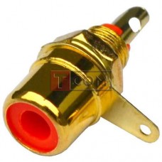 Гніздо RCA TCOM, монтажне, металеве gold, червоне