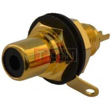Гнездо RCA NEUTRIK, монтажное, корпус металлический, gold, чёрное (Тип1)