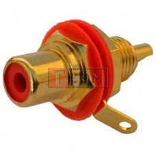 Гнездо RCA NEUTRIK, монтажное, корпус металлический, gold, красное (Тип1)