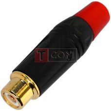 Гнездо RCA TCOM, gold, металлический корпус, красное