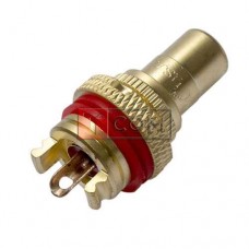 Гніздо RCA TCOM, монтажне, gold, корпус металевий, з ізолятором, червона смуга Гніздо RCA TCOM, монтажне, gold, корпус металевий, з ізолятором, червона смуга