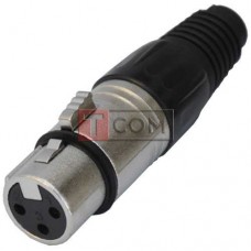 Гнездо CANON (XLR) TCOM, 3pin, под шнур, чёрная гайка