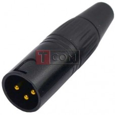 Штекер CANON (XLR) TCOM, 3pin, под шнур, корпус металлический, чёрный 