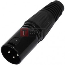 Штекер CANON (XLR) TCOM, 3pin, под шнур, корпус металлический, чёрный (Тип2)