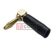 Штекер акустический Banan TCOM, угловой, gold, чёрный