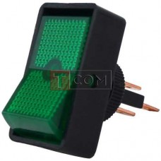 Переключатель с подсветкой ASW-11D ON-OFF TCOM, 3pin, 12V, 20А, зелёный