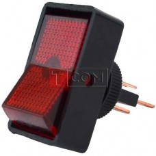Переключатель с подсветкой ASW-11D ON-OFF TCOM, 3pin, 12V, 20А, красный