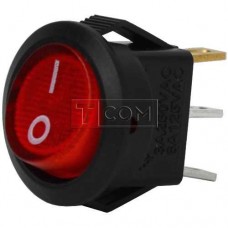 Переключатель mini круглый с подсветкой SMRS-101N-2 ON-OFF TCOM, 3pin, 3A, 220V, красный