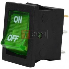 Переключатель с подсветкой MIRS-101-2 ON-OFF TCOM, 3pin, 6A, 220V, зеленый