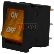 Переключатель с подсветкой MIRS-101-2 ON-OFF TCOM, 3pin, 6A, 220V, жёлтый