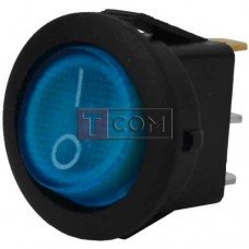 Переключатель круглый с подсветкой MIRS-101-8C ON-OFF TCOM, 3pin, 6.5A, 220V, синий