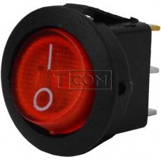 Переключатель круглый с подсветкой MIRS-101-8C ON-OFF TCOM, 3pin, 6.5A, 220V, красный