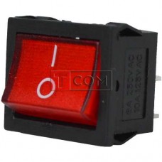 Перемикач широкий з підсвічуванням MIRS-201-4 ON-OFF TCOM, 4pin, 6A, 220V, червоний