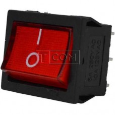 Переключатель широкий с подсветкой MIRS-202-4 ON-ON TCOM, 6pin, 6A, 220V, красный