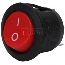 Перемикач круглий KCD-2, ON-OFF TCOM, 2pin, 6A, 220V, червоний